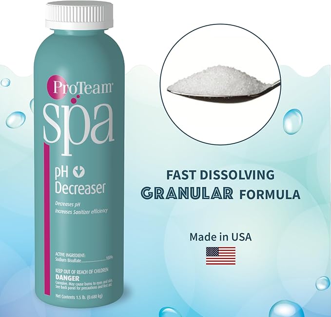 ProTeam Spa pH Decreaser for Hot Tub - pH Down Hot Tub pH Decreaser Bundle with SplashWiz Spa & Hot Tub Chemicals Care Guide e-Book Made in USA (1.5 lb) SplashWiz%E2%84%A2