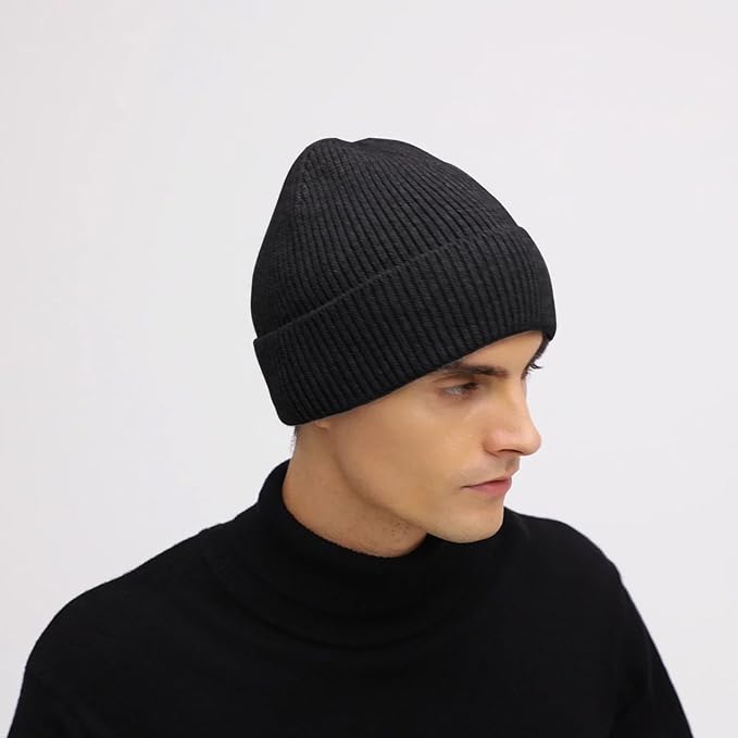ZOORON Warm Knit Beanie for Men Women Winter Hat, Thick Fisherman Beanies Cuffed Plain Skull Caps ZOORON
