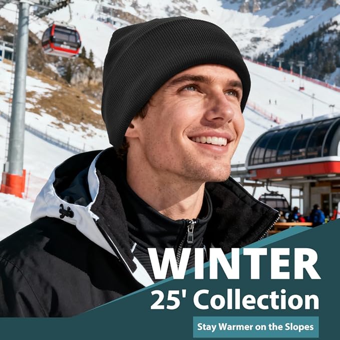 Winter Fleece Lined Beanie for Men Women, 100% Cotton Knit Thick Warm Beanies Hat, Cuffed Fisherman Hats Ski Skull Cap Simapu