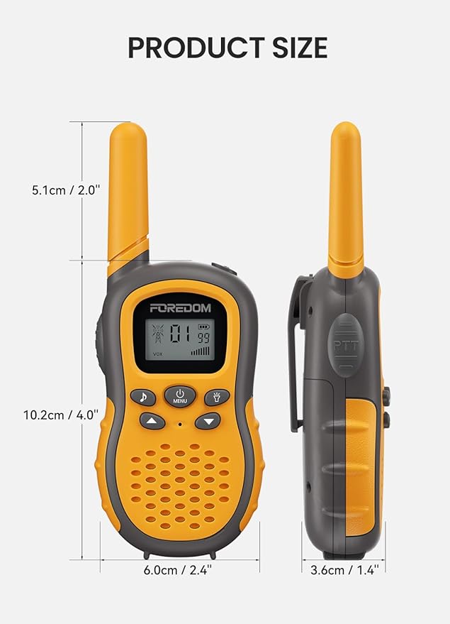 FOREDOM Walkie Talkies for Kids Walkie Talkies Long Range for Boys Age 3 to 12 Year Old Birthday Toys with Flashlight, Lanyards, 2 Pack - Orange FOREDOM