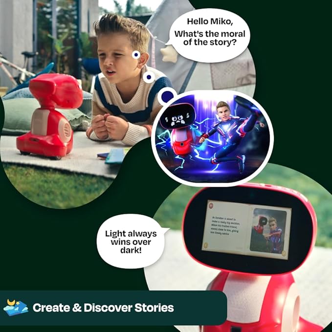 Miko 3 AI Robot for Kids – Smart Educational & STEAM Learning Robot with Interactive Apps, Games, Stories & Activities for Girls & Boys Ages 5–10 | Red Miko