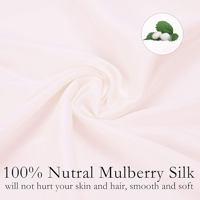 Silk Pillowcase for Hair and Skin 2 Pack 100% Mulberry Silk Bed Pillowcase Hypoallergenic Soft Breathable Both Sides Silk Pillow Case with Hidden Zipper, Pillow Cases (King, Light Pink) JOGJUE