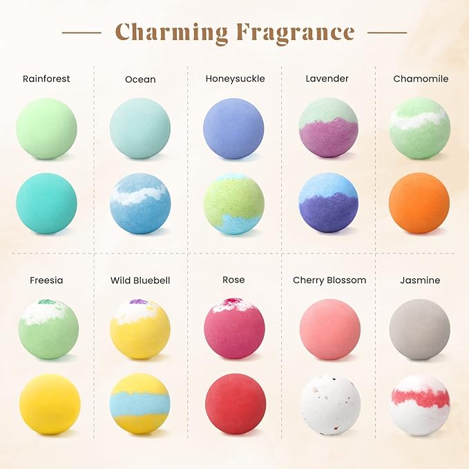 Bath Bombs Set, 20 pcs Natural Shea Butter & Safe Oil Bath Bomb for Skin Moisturizing, Handmade Bubble Bath & Fizzy, Ideal Presents for Women ZenBombs