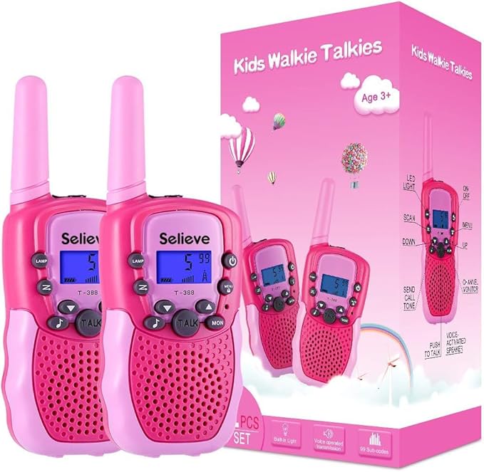 Selieve Toys for 3-12 Year Old Girls Boys, Walkie Talkies for Kids 22 Channels 2 Way Radio Toy with Backlit LCD Flashlight, 3 Miles Range for Outside, Camping, Hiking Selieve