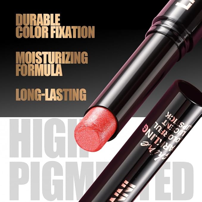 Jolilab 10 Colors Shimmer Lipstick Set, Fine Subtle Glitter, Long-Wearing & Moisturizing, Assorted Daily Wear Shades, Great Gift for Makeup Lovers（Shiny SetA