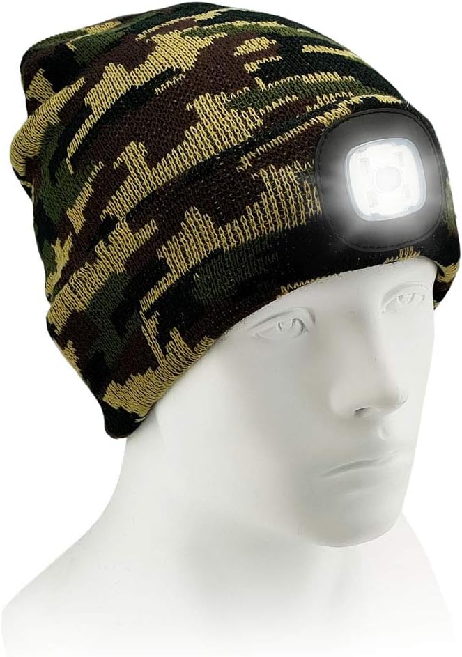 CENSGO Unisex Hat with Light, USB Rechargeable Headlamp Beanie, Gifts for Dad Father Men Husband Warm Knitted Cap CENSGO