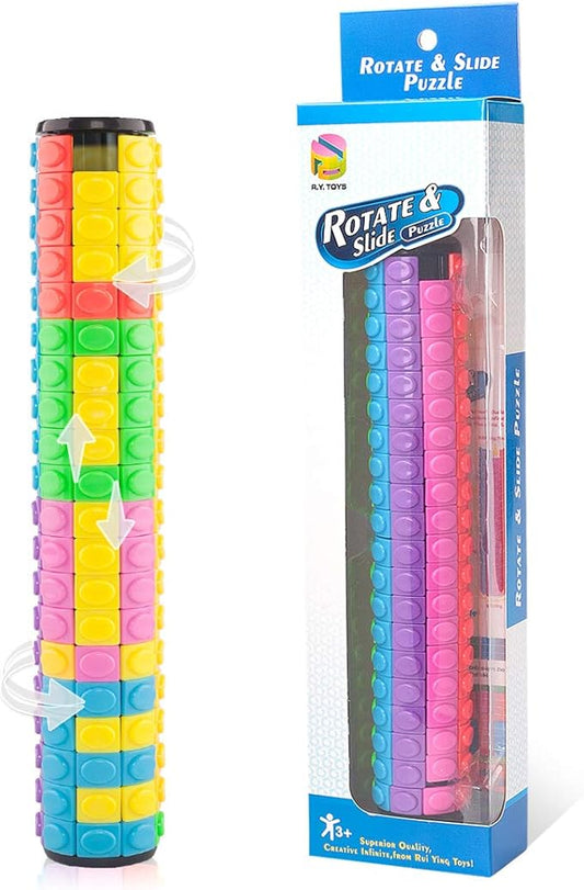 R.Y.TOYS Rotate and Slide Puzzle-Design Patent,Fidget Toys(Restore Order/Create Patterns) 8 Colors,20 Layers-Detach Piece for Quick Play,Brain Teaser,Sensory Toys,Birthday Gifts,Stocking Stuffers