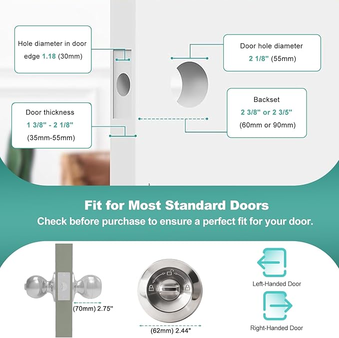 Fingerprint Door Lock, Smart Door Knob, Keyless Entry Door Lock with App Control, Thumbprint Door Knob with Backup Key, Suitable for Home, Bedroom, Apartments, Garage, Office - Sliver UMIKSMARTLOCK