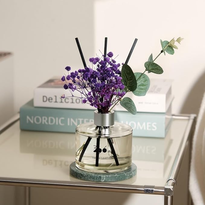 396 st. Preserved Baby's Breath Flower Reed Diffuser, White Musk, 200ml(6.7oz) / Reed Diffuser Sets, Home Fragrance, Scented Oils, Home & Bathroom Décor 396st