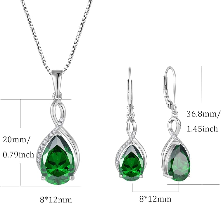 Earrings for Women 8x12mm Birthstone Sterling Silver Infinity Dangle Drop Leverback Earring EJARY