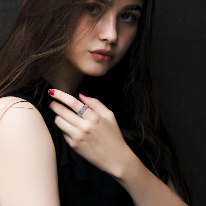 OreilleStar Fidget Spinner Anxiety Ring for Women: Fidget Toys Adults Cute Jesus Thumb Ring Stainless Steel Gold Silver Size 5 6 7 8 9 10 (Rainbow, 9)