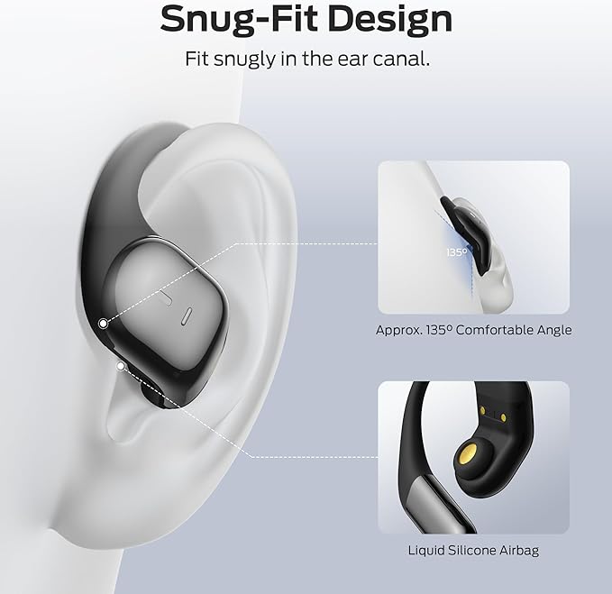 Monster Open Ear AC326 Headphones, Bluetooth 6.0 Wireless Earbuds with Dual-Mic Clear Calls, Air Conduction Headphones with Ear Hooks, Spatial Audio, Snug Fit, 35H Playtime, IPX5 for Sports, Black Monster