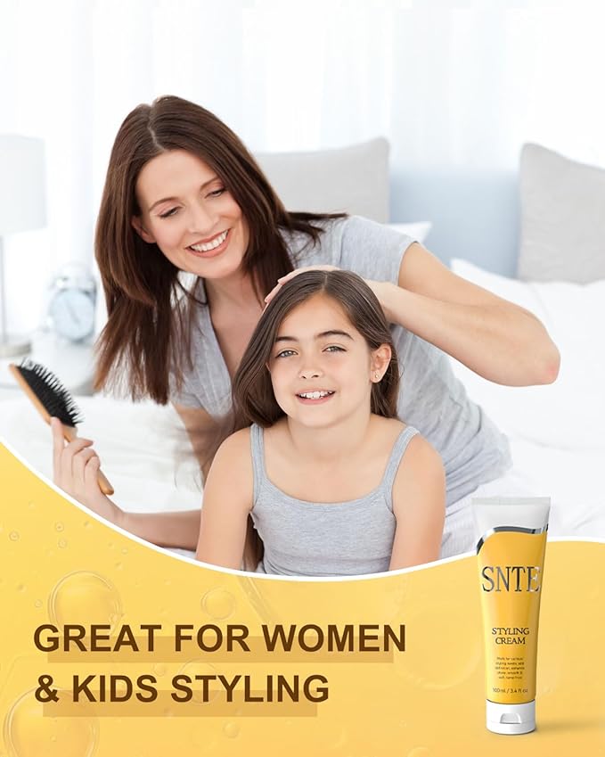 Slick Back Hair Brush & Styling Cream, Non-greasy Hair Smoothing Cream for Women, Kids Slick Back, Versatile Styling Products for Various Textures and Styles, Bun Maker for Flyaways SamnyteSNTE