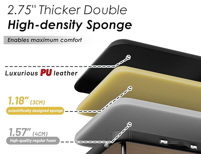 CLORIS 84" Professional Massage Table Portable 2 Folding Lightweight Facial Salon Spa Tattoo Bed Height Adjustable with Carrying Bag & Aluminium Leg Hold Up to 1100LBS Black Widen CLORIS-Direct