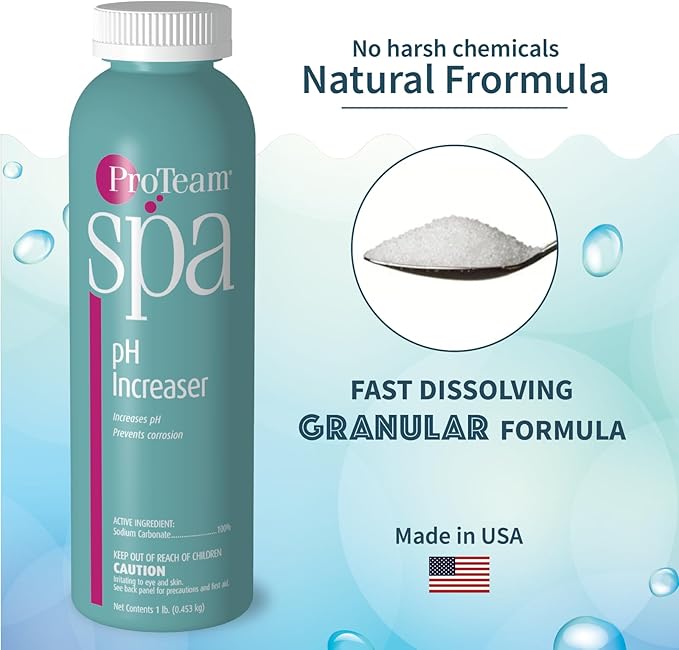 ProTeam Spa pH Increaser for Hot Tub - pH Up Hot Tub pH Increaser - with SplashWiz Hot Tub Chemicals Care Guide e-Book - Made in USA (1 lb) (2 Pack) SplashWiz%E2%84%A2