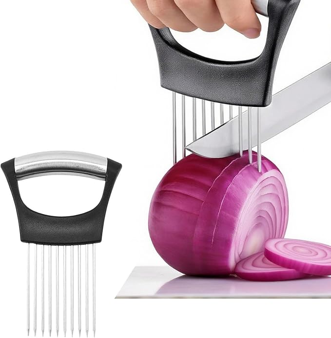 2PCS Onion Holder for Slicing, Onion Slicer Holder, Onion Cutter Vegetable Chopper for Slicing of Tomatoes, Avocados, Eggs and Other Vegetables, Multi-functional Kitchen Gadgets Kick Boosters