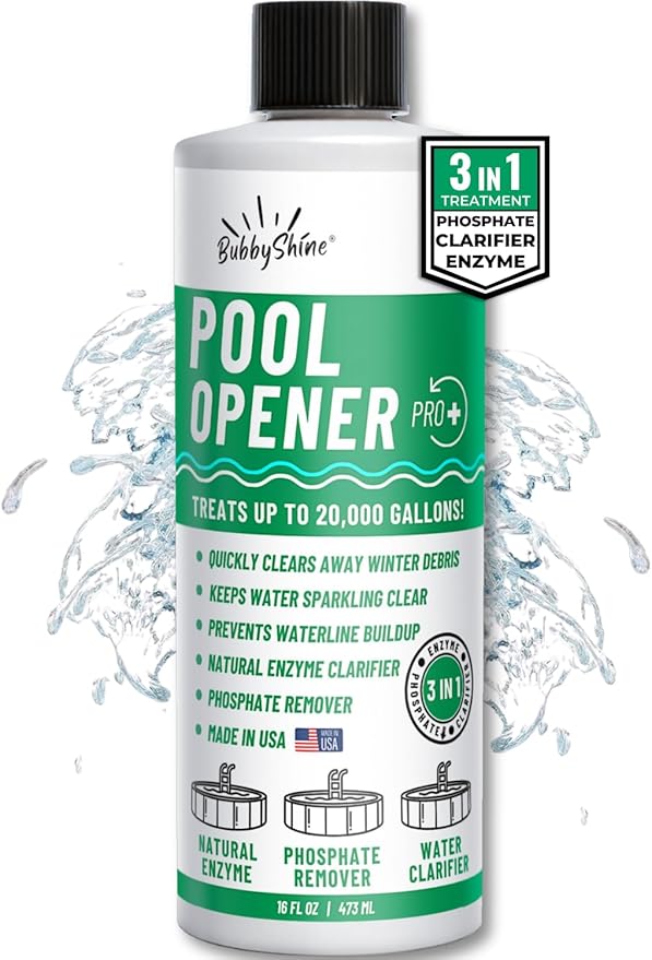 3in1 Pool Start Up - 20,000 Gallon Pool Opening Kit For Above Ground Pool, Pool Opening Kit for Inground Pools, Pool Starter Kit, Salt Water & Chlorine Compatible Pool Chemicals BubbyShine