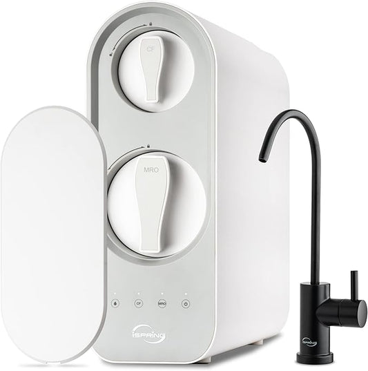 iSpring RO600ORB Tankless Reverse Osmosis System Under Sink, 600 GPD Fast Flow RO System, 2.5:1 Pure to Drain Ratio RO Water Filter System, Oil Rubbed Black Faucet, White iSpring