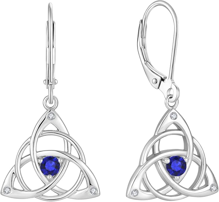 Celtic Knot Earring for Women 925 Sterling Silver Birthstone Earring Trinity Love Knot Earring Jewelry Birthday Christmas Valentine's Day CARICY