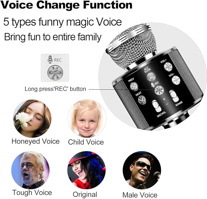 Microphone for Kids, Voice Changing Karaoke Micorphones Boys Girls Gifts for Kids Party Singing Microphone, White Elephant Gift for Adults FINYIORE