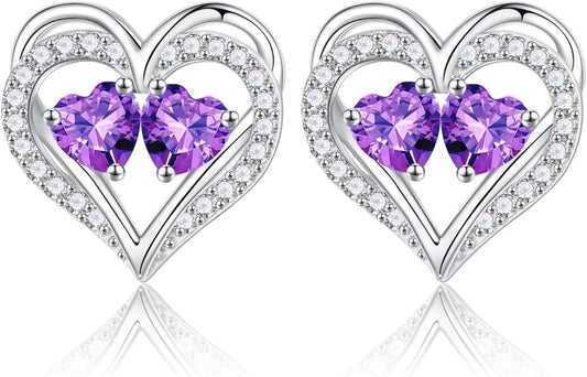 Iefil Christmas Gifts for Women Wife - 925 Sterling Silver Birthstone Earrings, Anniversary Birthday Gifts for Women Wife Girlfriend Mom IEFIL