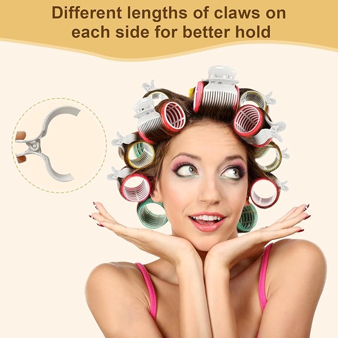 Hot Roller Clips -10PCS Hair Roller Clips - Hair Curler Claw Clip - Replacement Roller Clip for Women Girls Hair Section Styling - White