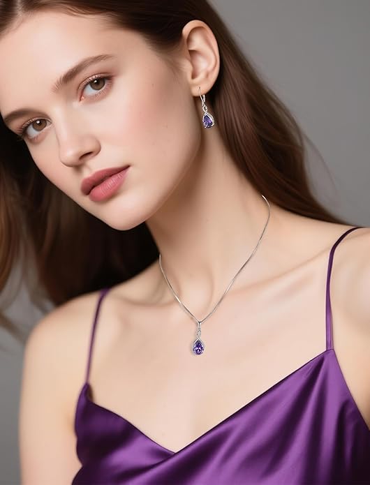 Earrings for Women 8x12mm Birthstone Sterling Silver Infinity Dangle Drop Leverback Earring EJARY