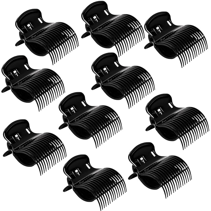 Hot Roller Clips -10PCS Hair Roller Clip - Hair Curler Claw Clip - Replacement Roller Clips for Women Girls Hair Section Styling - Black