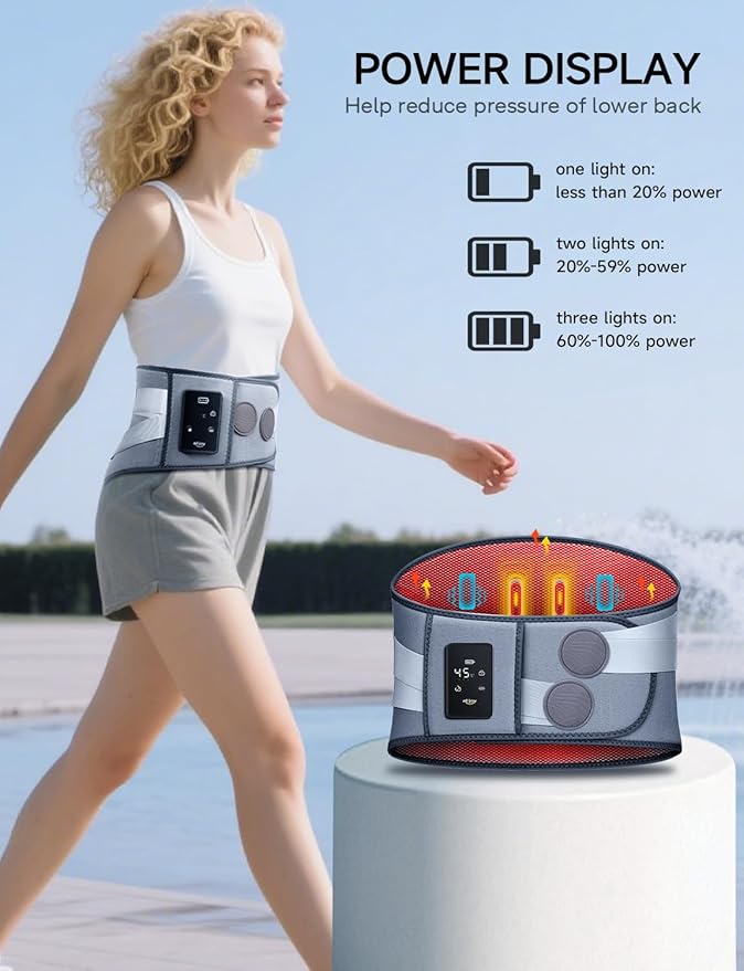 ALLJOY 67" Cordless Heating Pad for Back Pain Relief FSA Eligible HSA, Christmas Gifts for Women Men Mom Dad, Portable Lower Back Massager with 3 Heat 5 Vibration, Wireless Heating Pad for Cramps ALLJOY