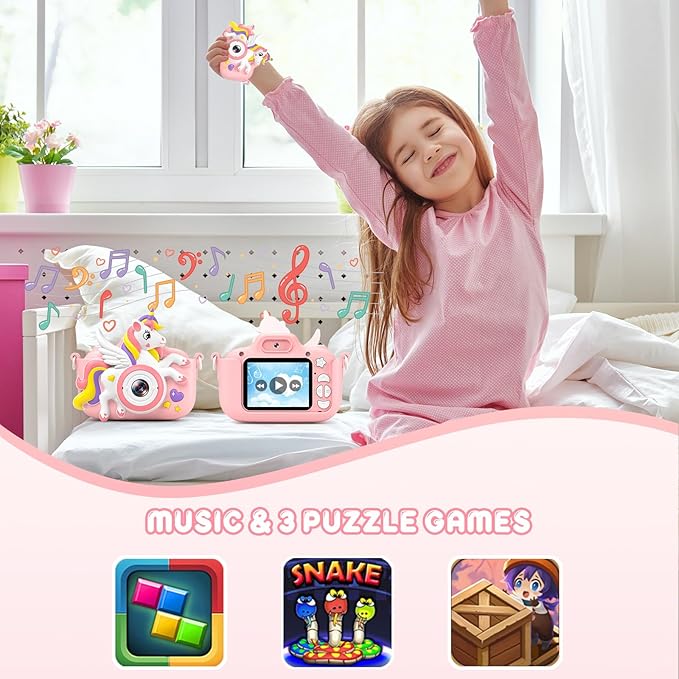 Kids Camera Toys Digital Camera for Girls Boys, Christmas Birthday Gifts for Kids Age 3-12, Selfie 1080P HD Video Digital Camera for 3 4 5 6 7 8 9 10 Year Old Girls with 32GB TF Card GREENKINDERKidsCamera