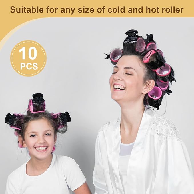 Hot Roller Clips -10PCS Hair Roller Clip - Hair Curler Claw Clip - Replacement Roller Clips for Women Girls Hair Section Styling - Black