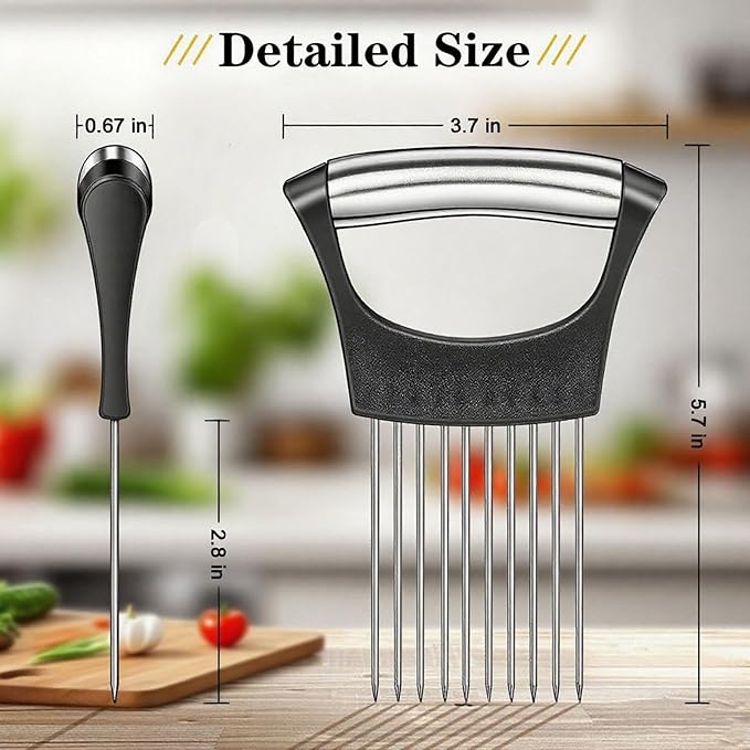 2PCS Onion Holder for Slicing, Onion Slicer Holder, Onion Cutter Vegetable Chopper for Slicing of Tomatoes, Avocados, Eggs and Other Vegetables, Multi-functional Kitchen Gadgets Kick Boosters