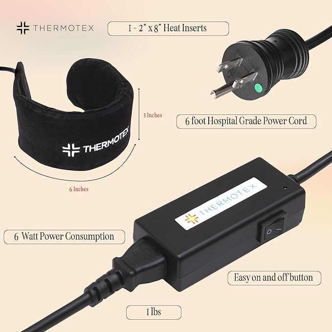 Far Infrared Premium Heating Pad – Neck – Targeted Heat Pain Relief for Neck Stiffness, Soreness, & Discomfort, FSA-HSA Eligible – Deep Muscle Tissue Penetration – Post-Workout Recovery & Rehab Thermotex