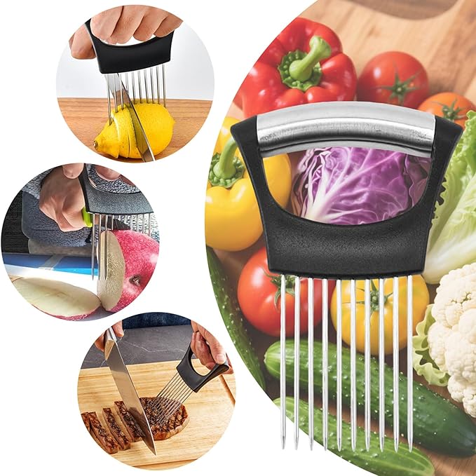 2PCS Onion Holder for Slicing, Onion Slicer Holder, Onion Cutter Vegetable Chopper for Slicing of Tomatoes, Avocados, Eggs and Other Vegetables, Multi-functional Kitchen Gadgets Kick Boosters