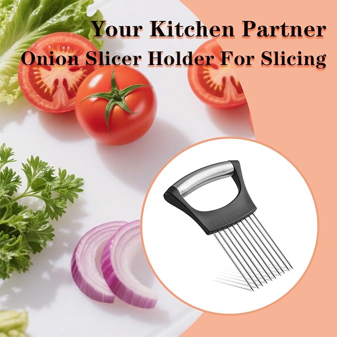 2PCS Onion Holder for Slicing, Onion Slicer Holder, Onion Cutter Vegetable Chopper for Slicing of Tomatoes, Avocados, Eggs and Other Vegetables, Multi-functional Kitchen Gadgets Kick Boosters