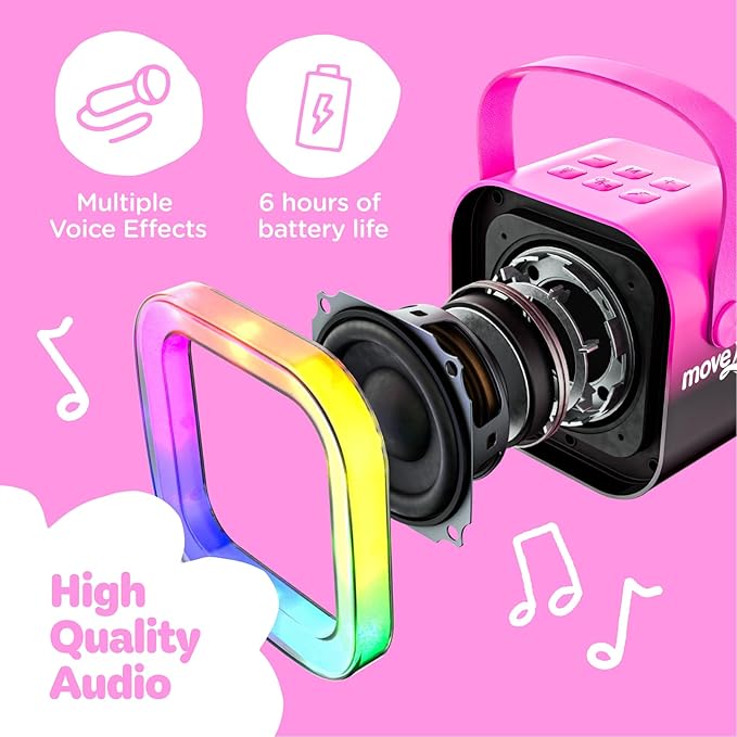 Move2Play, Karaoke Machine for Kids | Includes 20+ Kid Songs | 2 Microphones | Connect with Bluetooth | 3, 4, 5, 6, 7+ Year Old Gift | Toy for Girls, Boys, & Toddler | Birthday Present Move2Play