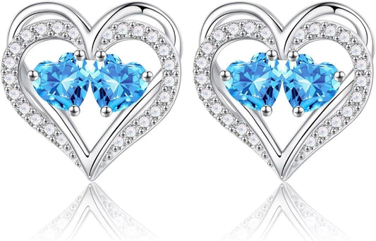 Iefil Christmas Gifts for Women Wife - 925 Sterling Silver Birthstone Earrings, Anniversary Birthday Gifts for Women Wife Girlfriend Mom IEFIL