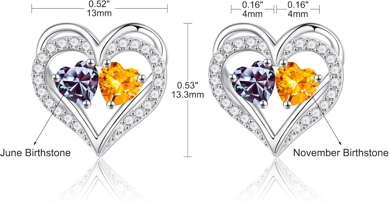 Iefil Christmas Gifts for Women Wife - 925 Sterling Silver Birthstone Earrings, Anniversary Birthday Gifts for Women Wife Girlfriend Mom IEFIL