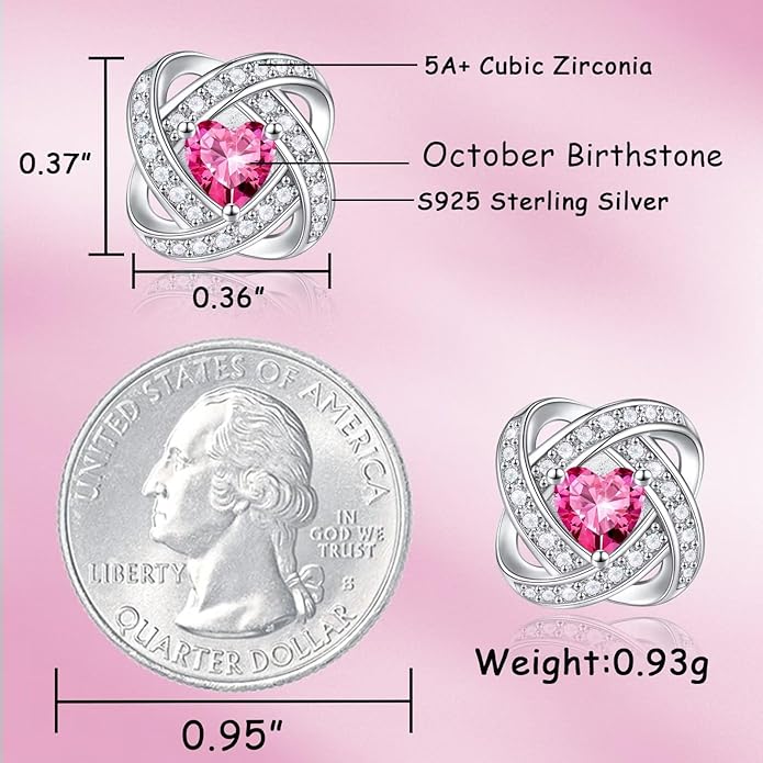 Iefil 925 Sterling Silver Birthstone Earrings for Women - Anniversary Valentines Day Gifts for Her, Mothers Day Birthday Gifts for Women Wife Mom Daughter IEFIL