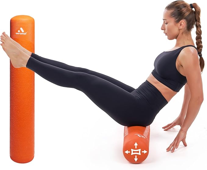 Adjustable Air Roller 2 to 12 PSI Firmness with Pump – Inflatable Fitness, Yoga, and Rehab Roller for Men and Women, Back Roller for Muscle Recovery, Home Gym, Travel, or Physical Therapy – Orange