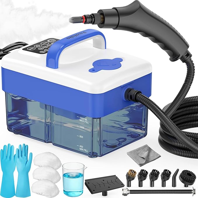 2500W Handheld Steam Cleaner with 16pcs Accessories & 1.6L Tank, Fast Heating & High Temperature Portable Steam Cleaner for Car, Kitchen, Home, Steamer for Cleaning Windows, Grout, Upholstery and More PmoYoKoWaterQualityExperts