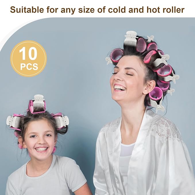 Hot Roller Clips -10PCS Hair Roller Clips - Hair Curler Claw Clip - Replacement Roller Clip for Women Girls Hair Section Styling - White