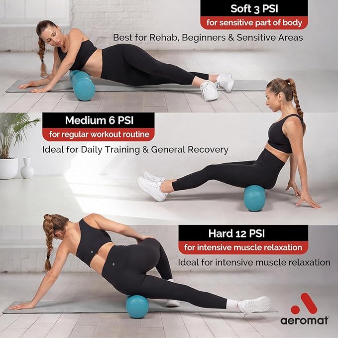 Adjustable Air Roller 2 to 12 PSI Firmness with Pump – Inflatable Fitness, Yoga, and Rehab Roller for Men and Women, Back Roller for Muscle Recovery, Home Gym, Travel, or Physical Therapy – North Sea