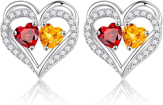 Iefil Christmas Gifts for Women Wife - 925 Sterling Silver Birthstone Earrings, Anniversary Birthday Gifts for Women Wife Girlfriend Mom IEFIL
