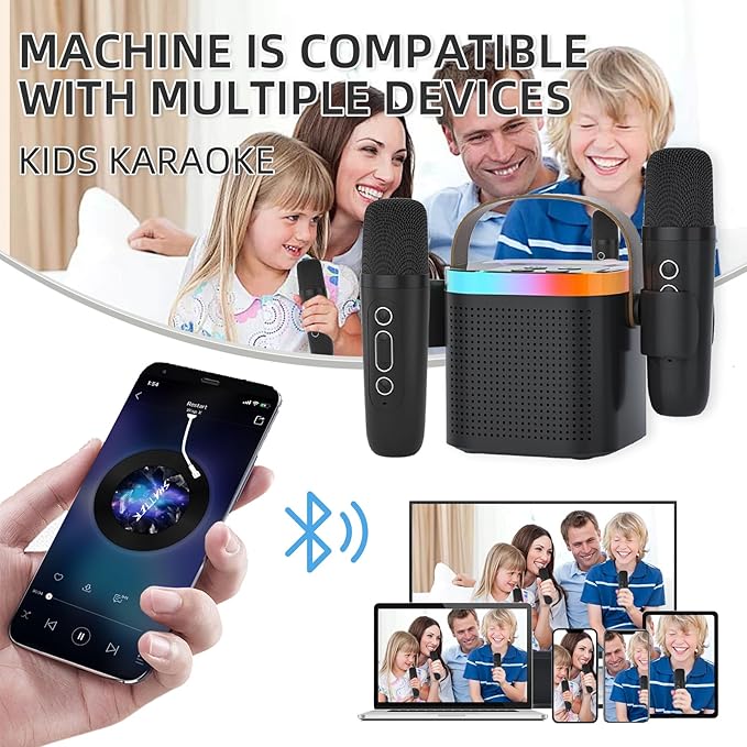 Karaoke Machine for Kids Adults，Wireless Microphones with Speaker ，with Led Lights with 5 Sound Mode, Halloween Toys for Girls Boys Ages 3-12+ Years Old (Black) DRSYXCSAboutUsIntroduction