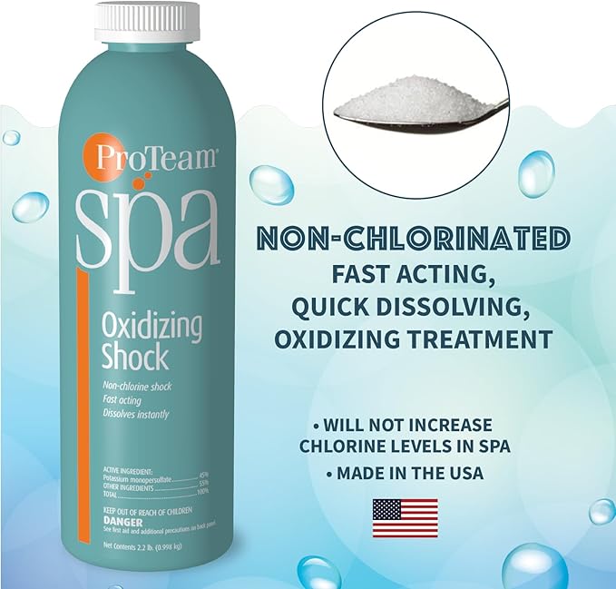 ProTeam Non-Chlorine Spa Shock for Hot Tub – Fast-Acting Oxidizing Shock Treatment, Clears Cloudy Water & Eliminates Odors – Made in USA, 5 lb + SplashWiz Care e-Book SplashWiz%E2%84%A2