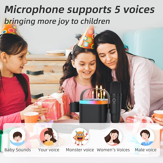 Karaoke Machine for Kids Adults，Wireless Microphones with Speaker ，with Led Lights with 5 Sound Mode, Halloween Toys for Girls Boys Ages 3-12+ Years Old (Black) DRSYXCSAboutUsIntroduction