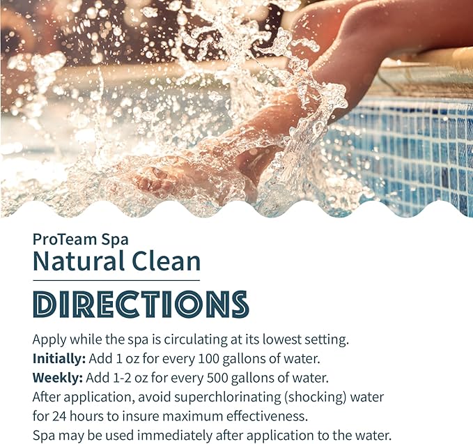 Proteam Spa Natural Clean - All Natural Hot Tub Water Clarifier Hot Tub Clarifier - Spa Enzymes for Hot Tub with SplashWiz Hot Tub Chemicals Care Guide - Made in USA (1 pt) SplashWiz%E2%84%A2