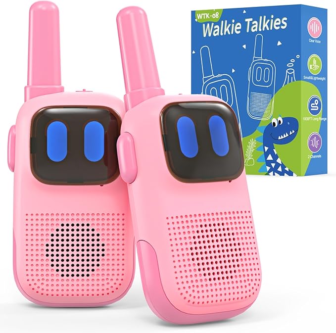 Toys for 3-12 Year Old Boys Girls, Walkie Talkies for Kids 2 Channels 2 Way Radio Toy…, Pink, WTK08 Holiky