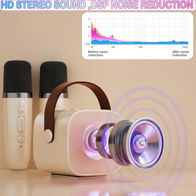 Mini Karaoke Machine for Kids & Adults, Kids Toys for Girls & Boys Gifts, Bluetooth Speaker with 2 Wireless Microphone for Kids Adults Toddler Girls Home Party Birthday Gifts Darkant